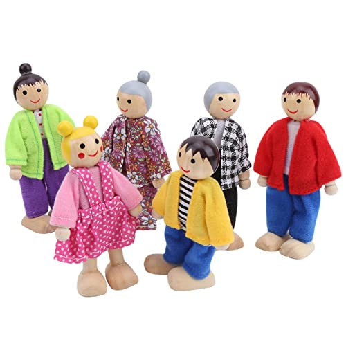 Zerodis Lebendige Familienpuppenfiguren Pine Miniaturen Spielzeug für Kreatives Spiel, Pine Dollhouse Accessoire für, 6 Puppen Inklusive (6 japanische und koreanische Puppen) von Zerodis