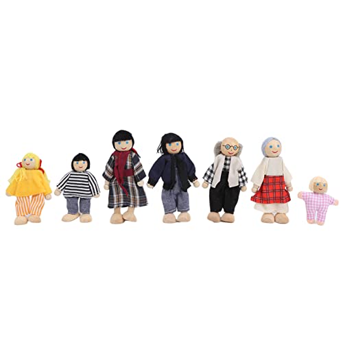 Zerodis Lebendige Familienpuppenfiguren Pine Miniaturen Spielzeug für Kreatives Spiel, Pine Dollhouse Accessoire für, 6 Puppen Inklusive (Neue Puppet 7-PIEFE) von Zerodis