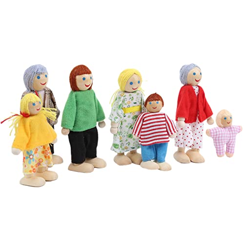 Zerodis Lebendige Familienpuppenfiguren Pine Miniaturen Spielzeug für Kreatives Spiel, Pine Dollhouse Accessoire für, 6 Puppen Inklusive (Puppe 7) von Zerodis