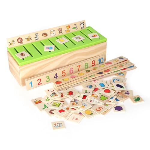 Zerodis Lernspielzeug Wissensklassifizierung Holzkiste Blöcke für Kinder Vorschule Mathematik Früherziehung von Zerodis