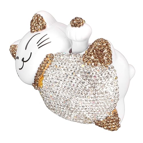 Zerodis Lucky Cat Ornament Plastik Figur Solar Power Weaving Arm Fortune Thema für Supermärkte (Gelbe Ohren glückliche Katze) von Zerodis