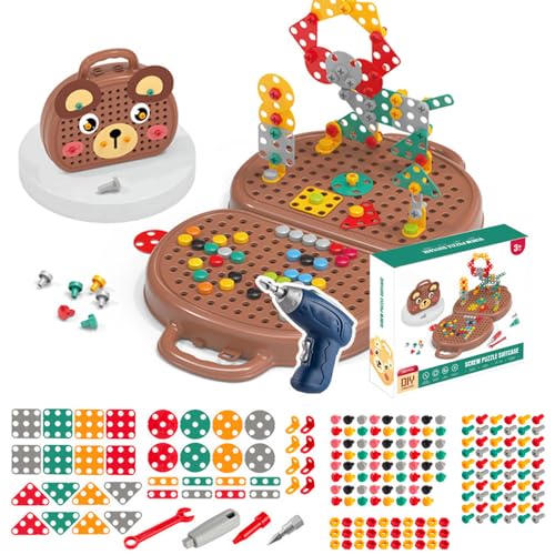 Zerodis Magic Montessori Play Toolbox, Kleinkind -Schraubendreher -Elektrowerkzeuge Kreatives Ingenieurgebäude Kit für Mädchen Vorschule (Brown) von Zerodis