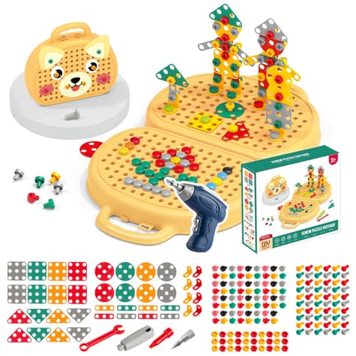 Zerodis Magic Montessori Play Toolbox, Kleinkind -Schraubendreher -Elektrowerkzeuge Kreatives Ingenieurgebäude Kit für Mädchen Vorschule (Yellow) von Zerodis