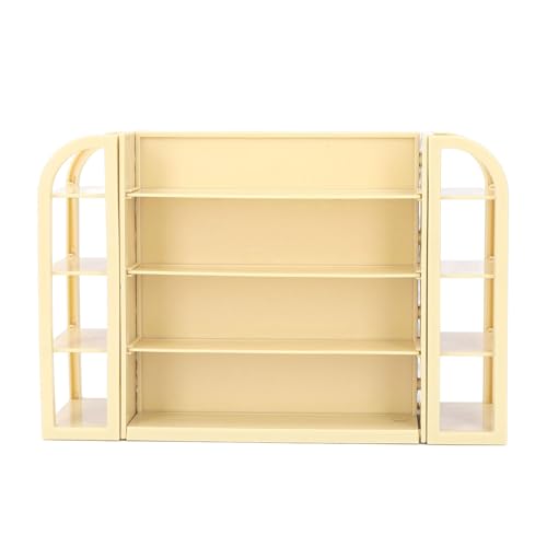 Zerodis Miniatur Miniatur Realistic DIY Decor Holzlagerregal Modell Exquisites Requisite für Anzeigematerial Kunststoff 9 X Regalbaugruppe Zubehör (Cremegelb) von Zerodis