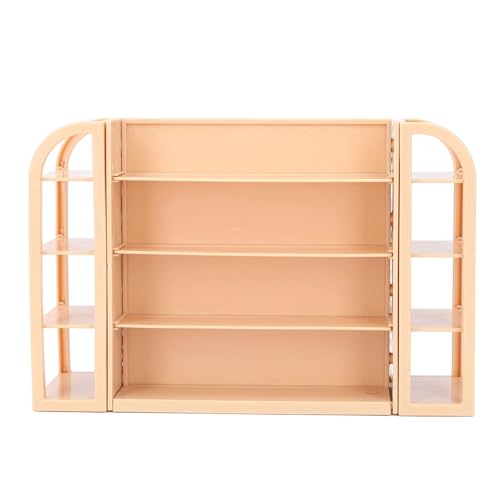 Zerodis Miniatur Miniatur Realistic DIY Decor Holzlagerregal Modell Exquisites Requisite für Anzeigematerial Kunststoff 9 X Regalbaugruppe Zubehör (Helle Holzfarbe) von Zerodis