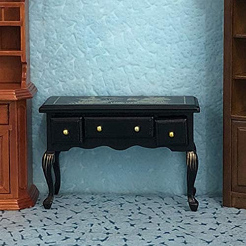 Zerodis Miniatur-Retro-Holzschreibtisch für Puppenhausstudienraum, Stilvolles Vintage-Blumenmuster, Sicheres Umweltfreundliches Material, Exquisite Verarbeitung, Geeignet für 1:12 Puppen Geeignet von Zerodis