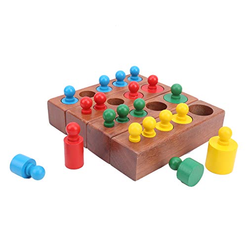 Zerodis Montessori Zylinderblockholz -Holzblockspiel für Logisches Denken, Frühes Babylernen, 4 Basen 20 Zylinder, älter Als 3 Jahre Alt Zerodis Montessori Zylinderblockholz -Holzblockspiel für Logisches Denken, Frühes Babylernen, 4 Basen 20 Zylinder, älter Als 3 Jahre Alt von Zerodis