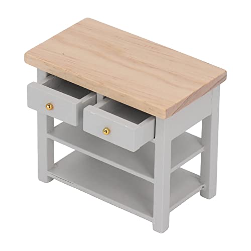 Zerodis Multifunktionales Klassisches Birch Wood Dollhouse -Schrankmodell für 1/12 Mini -Szene und Puppenlebensanträge (Gray) von Zerodis
