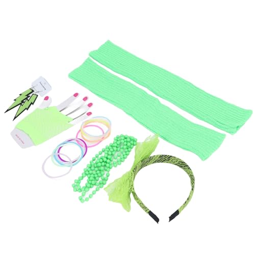 Zerodis Neon -Spitzen -Ohrring Stirnband Set Beinwärmer Armbänder für Parteien der 80er Jahre (GREEN) von Zerodis