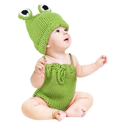 Zerodis Neugeborene Fotografie Requisiten Kostüm, niedlichen grünen Frosch Foto Kostüm Kleinkinder Hüte Outfits für Jungen und Mädchen (0-6 Monate)(Grün) von Zerodis