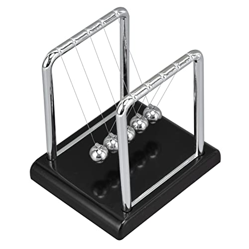 Zerodis Newton's Balance Balls, Tragbarer Desktop-Metall-Balance-Pendelball, Physik, Wissenschaft, Gadget-Tool für Bürospiele, Desktop-Dekoration (Schwarzer Boden) von Zerodis