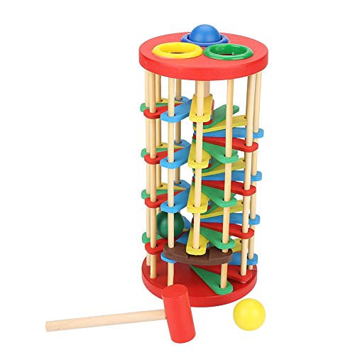 Zerodis Pounding Toy, Pound and Roll Holzturm Spielzeug mit Hammer Helle Farbe Früherziehung Spielzeug für Kleinkinder Vorschule Kinder Kinder von Zerodis