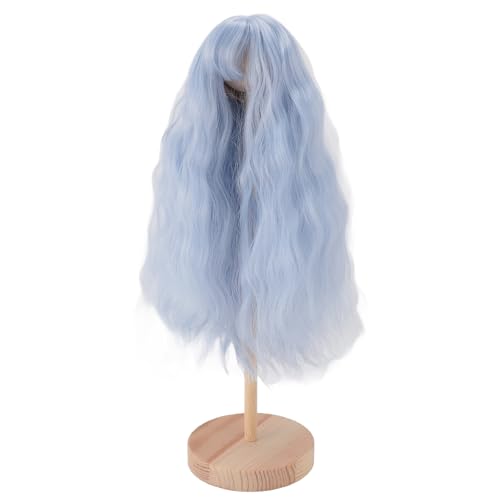 Zerodis Puppenwellenperücke Weiche Hochtemperaturfaser Leicht mit Pony für 1/4 -Kugelgelenkpuppen, Empfindliches und Elegant (Himmelblau) von Zerodis