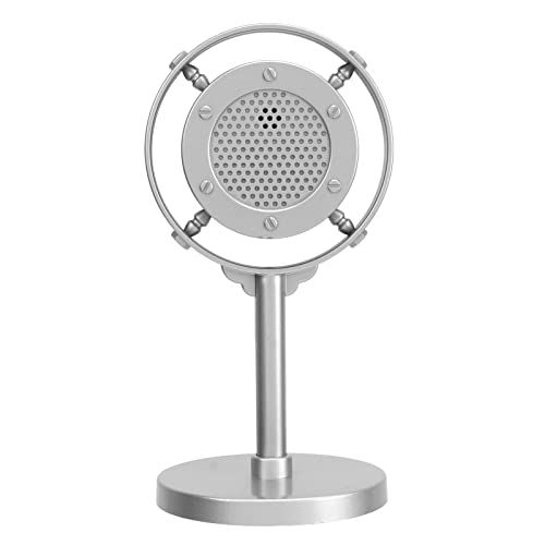 Zerodis Retro -Dekor -Mikrofonpropie, Nostalgische Mikrofon -Requisiten für Antiquitätendekorationskollektoren Klassische Mikrofonmodell -Photographie -Prop, Partydekoration (Silver) von Zerodis