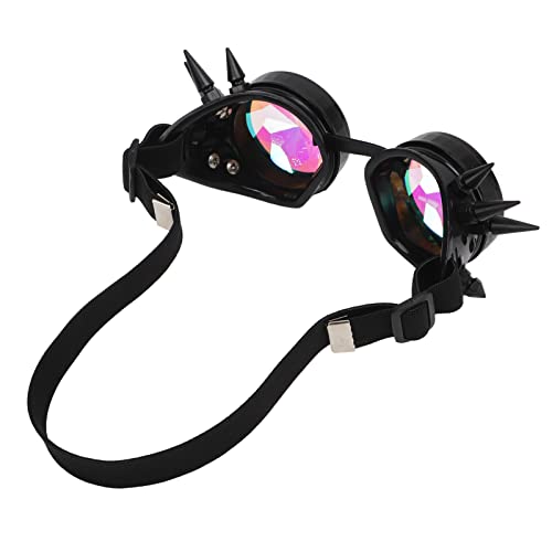 Zerodis Retro Steampunk Goggles Verstellbare Nasenruhe Kaleidoskop Sonnenbrille für Halloween PC ABS (BLACK) von Zerodis