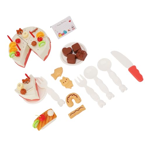Zerodis Schneiden von Kuchenspielzeug für Teeparty, Ansprechendes DIY -Geburtstagstorten -Set, Feinmotorik Kuchenspielzeug für , Plastikmaterial (PINK) von Zerodis