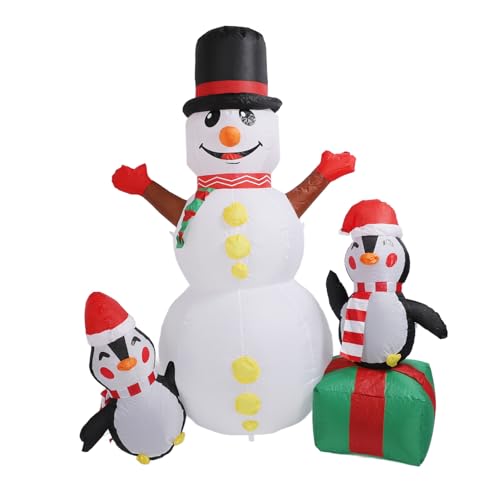 Zerodis Snowman Outdoor Aufblasbare Dekoration Wasserdichtem Schneemann für Garten mit LED -Licht, IP44 Aufblasbare Schneemann -Dekoration für Weihnachten/Halloween (EU-Stecker 220-240V) von Zerodis