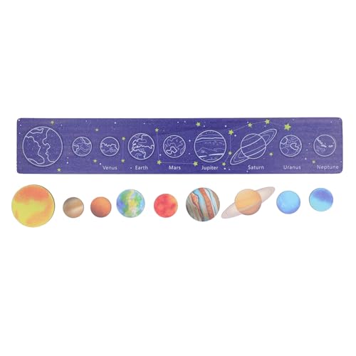 Zerodis Sonnensystem-Puzzlespielzeug, Abnehmbares, Glättendes Englisches Namensbrett aus Holz für das Sonnensystem für Zuhause für Mädchen (Gelbe Sonne) von Zerodis