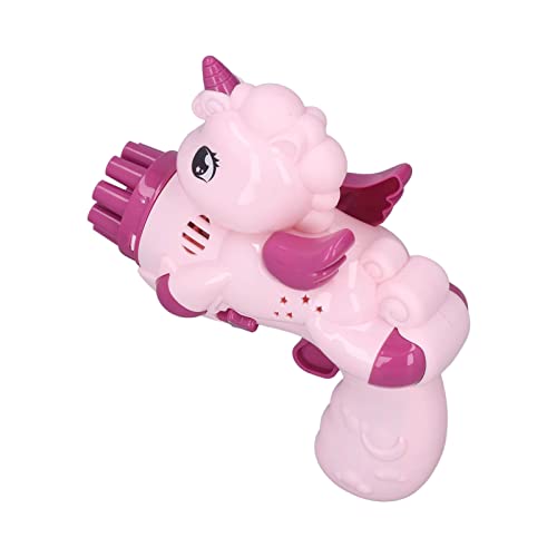Zerodis Tragbare Automatische Elektroblasenmaschine Cartoon Pegasus 9 Loch Bubble Maker Spielzeug für über 3 Jahre Alt, LED -Beleuchtungseffekte (PINK) von Zerodis