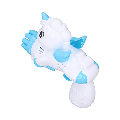 Zerodis Tragbare Automatische Elektroblasenmaschine Cartoon Pegasus 9 Loch Bubble Maker Spielzeug für über 3 Jahre Alt, LED -Beleuchtungseffekte (hellblau) von Zerodis