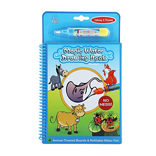Wasser Malbuch, wiederverwendbare Farbe mit Wasser Aktivität Buch mit nachfüllbaren Wasser Stift Geburtstagsgeschenk für Kinder(Tier) von Zerodis