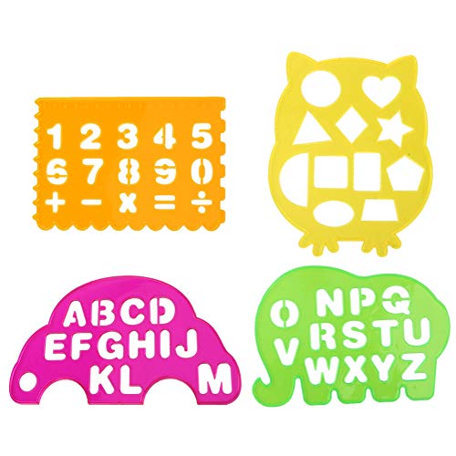 Zeichnungslineale 4PCS Letters Schablone Alphabet Drawing Lineal Früherziehung Spielzeug Flexible Dekorative Schablone Multifunktionale Zeichnungsvorlage für Kinder von Zerodis