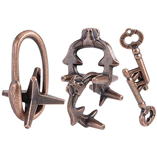 Zerodis Zinklegierung Magic Lock Puzzle Unlock Entpacken Sie verschleißfeste pädagogische Puzzle Lock Spielzeug Set Gehirntraining Erwachsene Kinder Spielzeug(3St) von Zerodis