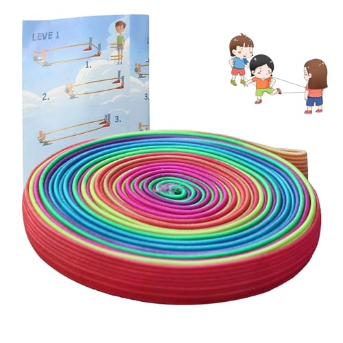 Rollen Gummitwist Kinder, Hüpfgummi 6m lang 1cm weit, Gummi Twist mit Anleitung, Gummi Twist Regenbogenfarben für Kinderspiel Gartenspiele Pausenspiel, Einschulung Geschenk für Mädchen & Junge von Zerquell