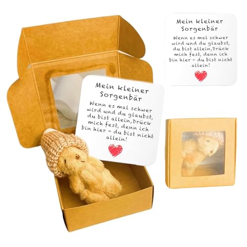 ZesNxj Mini Teddybär mit Karte Geschenkbox, Teddybär Klein, Get a Hug Bear, Kuscheltier Pocket Hug Teddy Bear Geschenke für Geburtstag Weihnachtsfeier Lieferunge Kollegen Freundin Geschenk (Braun) von ZesNxj
