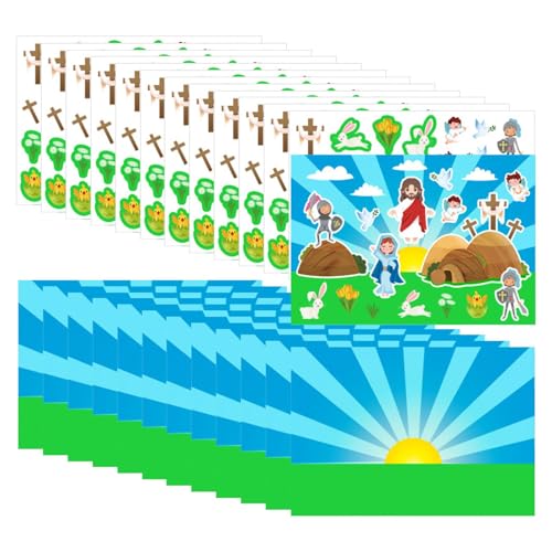 Aufkleber aus der Osterszene, religiöse Osteraufkleber, 12 x Osteraufkleber, Christian, Spiel mit Jesus-Szene, handgefertigtes Bastelzubehör für und Mädchen, aktiviert Aufkleber aus der Osterszene, religiöse Osteraufkleber, 12 x Osteraufkleber, Christian, Spiel mit Jesus-Szene, handgefertigtes Bastelzubehör für und Mädchen, aktiviert von Zestivra