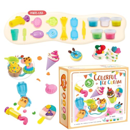 Farbteig-Set - Spielteig-Eiscreme-Spielset, Kunstton Und Teig Für Kinder | Waffel-Pizza--Maker, Rollenspiel-Kochspielzeug, Zum Spielen Von Lebensmitteln, Zum Kochen Von Ton, Spielteig-Set Farbteig-Set - Spielteig-Eiscreme-Spielset, Kunstton Und Teig Für Kinder | Waffel-Pizza--Maker, Rollenspiel-Kochspielzeug, Zum Spielen Von Lebensmitteln, Zum Kochen Von Ton, Spielteig-Set von Zestivra