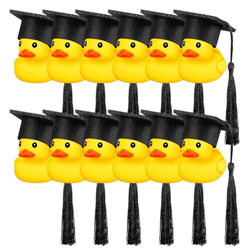 Graduierung Rubber Ducks - Gummi-Mini-Soft-Abschluss- mit schwarzem Hut, Gastgeschenke Gummienten für Geburtstagsfeier | Gastgeschenke Dekoration, Kinderparty, Abschlussparty von Zestivra