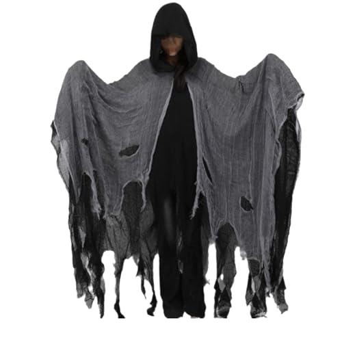 Halloween-Geisterumhang – Weißer Kapuzen-Kostümumhang für Kinder und Erwachsene, gruseliger Geisterumhang | Fließender Umhang, leichtes -Accessoire, gruseliges Outfit-Requisit für Spuk-Events und von Zestivra