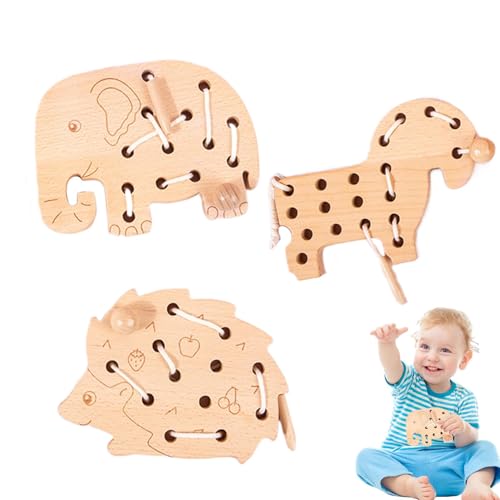 Netzspielzeug für – Gewinde-Spielzeug für 3 Puzzles aus Spitze, Spielzeug zum Schnüren in Holzform, Lernpuzzle mit Seil für Motorrad Netzspielzeug für – Gewinde-Spielzeug für 3 Puzzles aus Spitze, Spielzeug zum Schnüren in Holzform, Lernpuzzle mit Seil für Motorrad von Zestivra