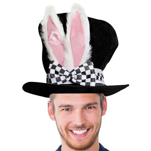 Zestivra Häschen-Zylinder Samt-Ostern-Partyhüte - Osterhasenohren-Zylinder, Weißes Kaninchen, Schwarzes Kostüm, Plüschhut Für Halloween-Kostüme Zestivra Häschen-Zylinder Samt-Ostern-Partyhüte - Osterhasenohren-Zylinder, Weißes Kaninchen, Schwarzes Kostüm, Plüschhut Für Halloween-Kostüme von Zestivra