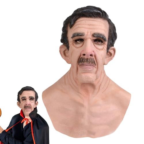Zestivra Old Man Masque Spooky - Halloween Cosplay Maske, zerknitterte Kostümzubehör Kopfbedeckung | Realistisches Gesichtsbedeckungsdesign, menschliche Requisite für Spukhaus-Maskerade Fotografie von Zestivra