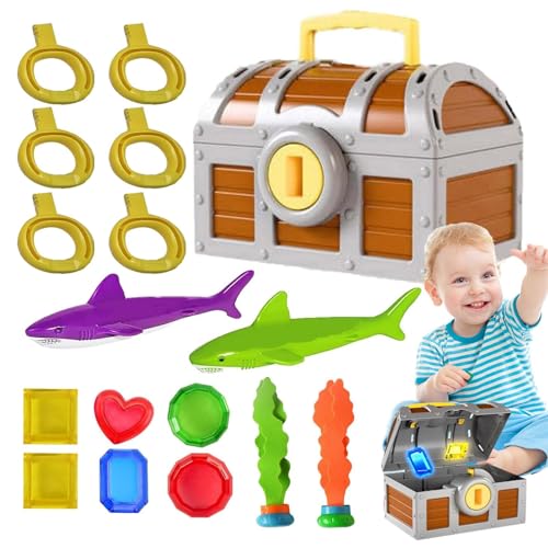 Zestivra Pool Treasure Hunt - Large Diving Box, Unterwasserspielset | Spannende Schwimmsuche Spiel Fun Summer Tauchaktivität Mit Farbenfrohen Edelsteinschlüssel Und Fisch Für Mädchen Kleinkinder von Zestivra