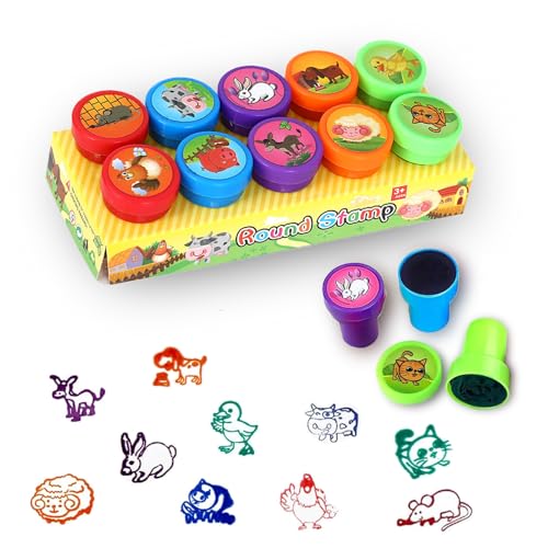 Zewtyor 10 Stück Stempel Kinder, Stempelset Kinder Tiere, Mehrfarbige Stempelset, Niedliche Spielzeugstempel, Briefmarken für partyfavor, Geburtstagsgeschenk, Halloween Party Favor Zewtyor 10 Stück Stempel Kinder, Stempelset Kinder Tiere, Mehrfarbige Stempelset, Niedliche Spielzeugstempel, Briefmarken für partyfavor, Geburtstagsgeschenk, Halloween Party Favor von Zewtyor