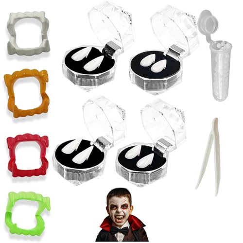10 Stück Vampir Zähne, Vampirzähne Kinder, Vampir Kostüm Accessoire, Vampirzähne Zum Aufstecken, Eine Atmosphäre des Terrors Schaffen, Teeth Für Halloween Party Und Karneval von ZexJpr