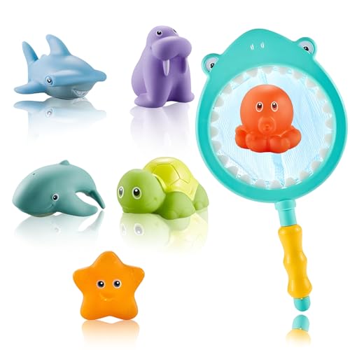 7 teiliges Badewannenspielzeug, Perfekt geeignet Wasserspielzeug Set für Kinder ab 1 Jahr, Pool Spielzeug für Babys und Kleinkinder, Badespielzeug für unterwegs und zu Hause von ZexJpr