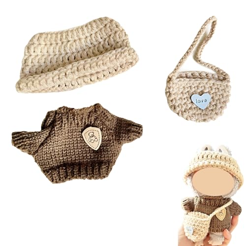 Labobo Kleidung, 3-teiliges braunes Strickoutfit für DIY-Spiele und Sammler, Labobo Puppenbekleidung für 6-12 Jahre und Erwachsene, perfekt für Ausstellung und Geschenke von ZexJpr