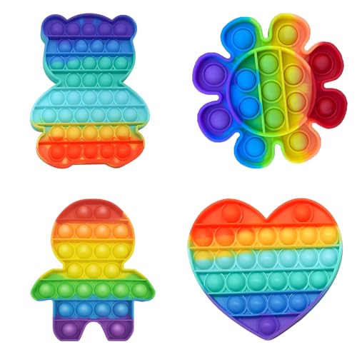 Plopper Spielzeug, 4 Pack Plopper Spielzeug, Anti-Stress Spielzeugs für Kinder und Erwachsene, Silikon Fidget Toys für Reisen und Familien Spiele, 12-13.5 cm Größe von ZexJpr