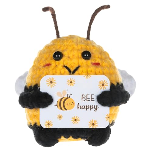 ZexJpr Lustige Geschenke, Kuschelige Biene Als Glücksbringer Und Positive Dekoration, Handgemachtes Kuscheltier Aus Baumwolle, 7.5 X 9 cm, Ermutigungsgeschenk für Freunde und Familie von ZexJpr