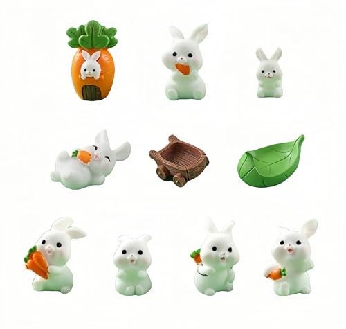 10er-Pack Gemüse-Hasenfiguren, DIY-Dekoration Für Den Feengarten, Topfpflanzen Und Schreibtisch-Ornamente von Zeyeo