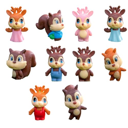 10er-Pack Hirsch- Und Eichhörnchenfiguren, DIY-Gartenlandschaft, Auto-Desktop-Kleintier-Ornamente von Zeyeo