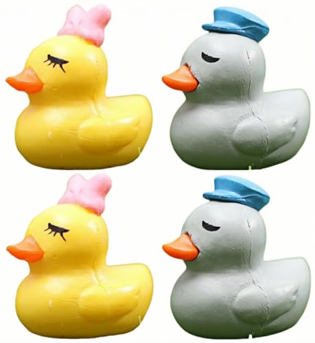 4er-Pack Entenfiguren Aus Kunstharz, DIY-Gartendeko Im Topf, Kleine Landschaftsornamente von Zeyeo