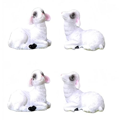4er-Pack Handbemalte Schafornamente Mit Tierkreiszeichen, Landschaftsdekor Im Topf Aus Kunstharz, Kleine Dekorative Accessoires von Zeyeo