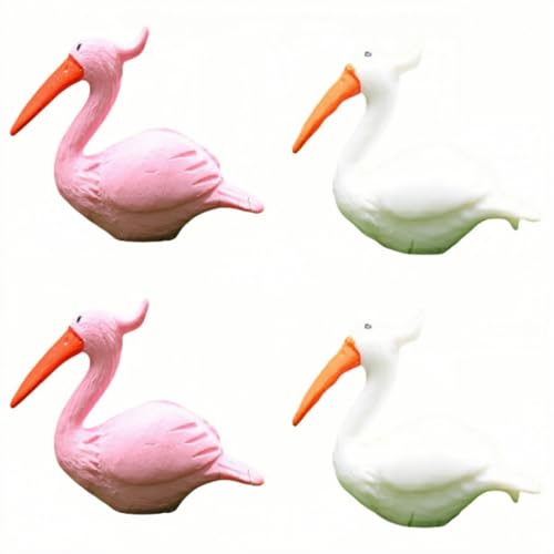 4er-Pack Kranich-, Vogel- Und Flamingo-Ornamente, DIY-Kuchenaufsätze Und Gartentopfdekor von Zeyeo