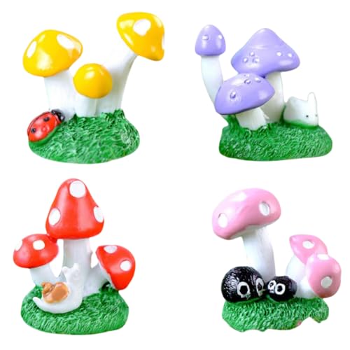 4er-Pack Pilz-DIY-Gartentopf-Dekorstatuen von Zeyeo