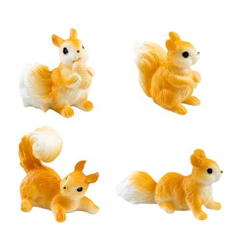 4er-Pack Realistische Süße Eichhörnchenpuppen, DIY-Garten-Landschaftsdekor, Desktop-Ornamente von Zeyeo